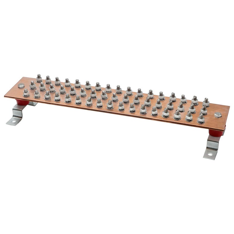 ELECTRAPICK Wall Mounted Copper Grounding Bar Kit, Copper Bus Bar 0.24"x 3.94"x 20" with 51 Terminal Positions - Image 1